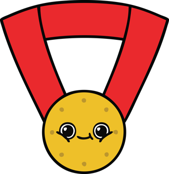 cute cartoon of a gold medal png