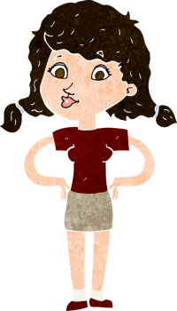 cartoon pretty girl with hands on hips png