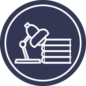 lamp and study books circular icon symbol png