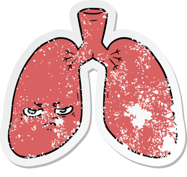 distressed sticker of a cartoon angry lungs png