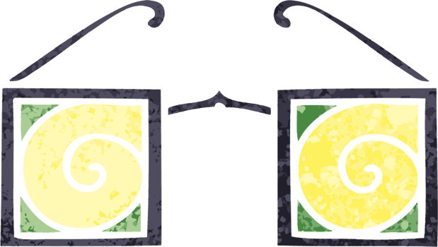 retro illustration style cartoon of a hypno glasses png