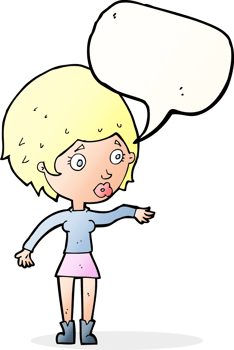 cartoon concerned woman reaching out with speech bubble png