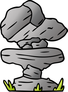 gradient cartoon doodle of grey stone boulders png