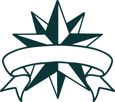 tattoo with banner of a star png
