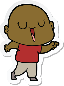 sticker of a happy cartoon bald man png