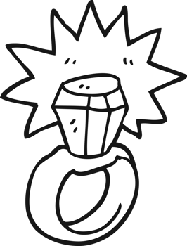 black and white cartoon diamond ring png