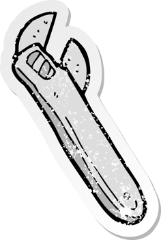 retro distressed sticker of a cartoon adjustable spanner png