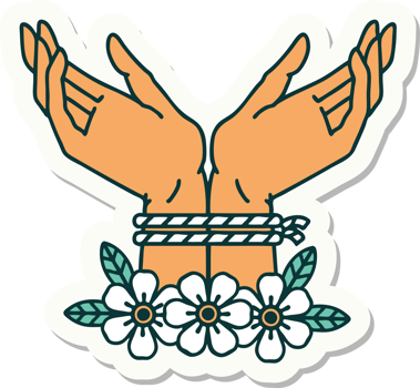 tattoo style sticker of hands tied png