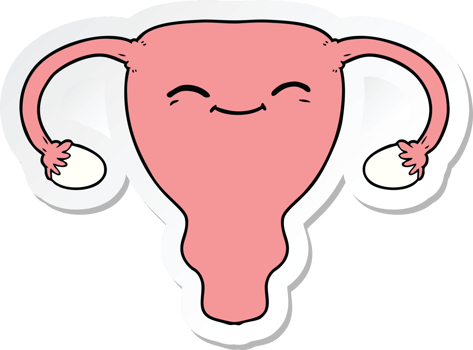 sticker of a cartoon uterus png