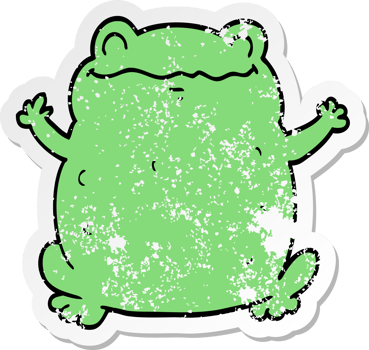 distressed sticker of a cartoon toad png