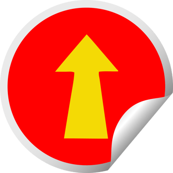 quirky circular peeling sticker cartoon arrow png
