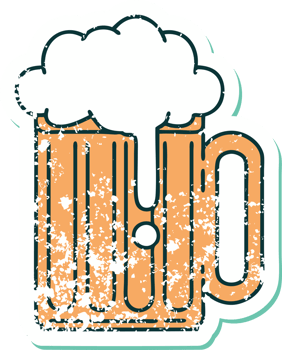 distressed sticker tattoo style icon of a beer tankard png
