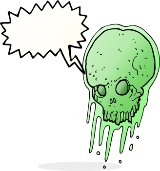 cartoon slimy skull with speech bubble png