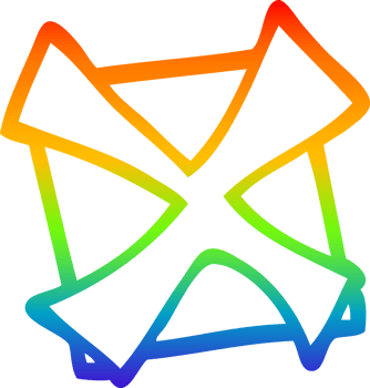 rainbow gradient line drawing cartoon cross mark png