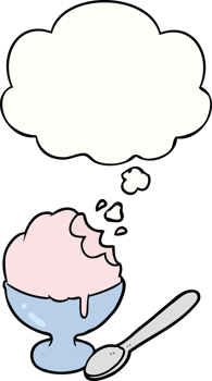 cartoon ice cream dessert and thought bubble png