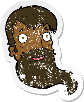 retro distressed sticker of a cartoon bearded man png