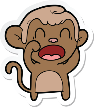 sticker of a shouting cartoon monkey png