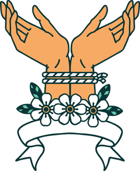 tattoo with banner of hands tied png