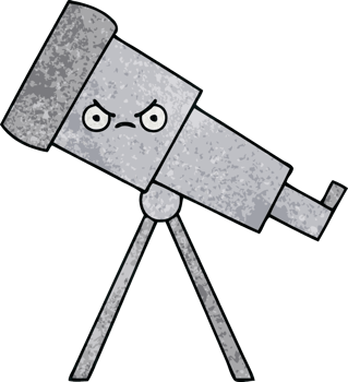 retro grunge texture cartoon telescope png