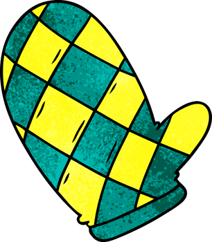 textured cartoon doodle of an oven glove png