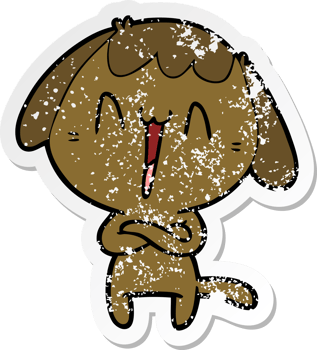distressed sticker of a cute cartoon dog png