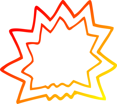 warm gradient line drawing cartoon of explosion png