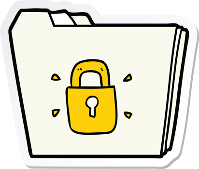 sticker of a cartoon locked files png