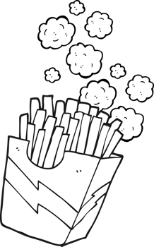black and white cartoon french fries png