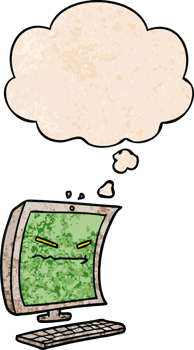 cyber bullying cartoon and thought bubble in grunge texture pattern style png