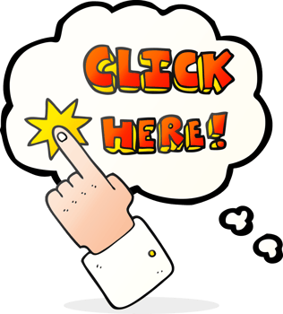 thought bubble cartoon click here sign with finger png