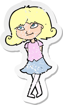 retro distressed sticker of a cartoon clever girl png
