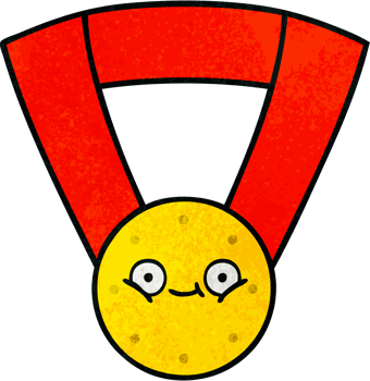 retro grunge texture cartoon gold medal png