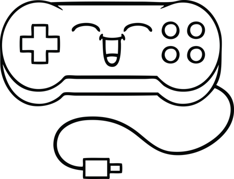 line drawing cartoon game controller png