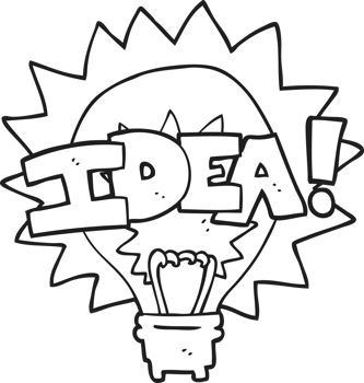 black and white cartoon idea light bulb symbol png