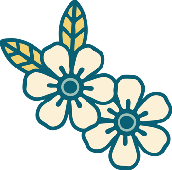 tattoo style icon of flowers png