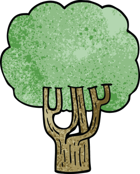 cartoon doodle blooming tree png