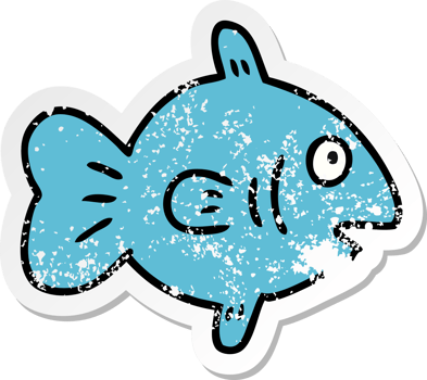 hand drawn distressed sticker cartoon doodle of a marine fish png