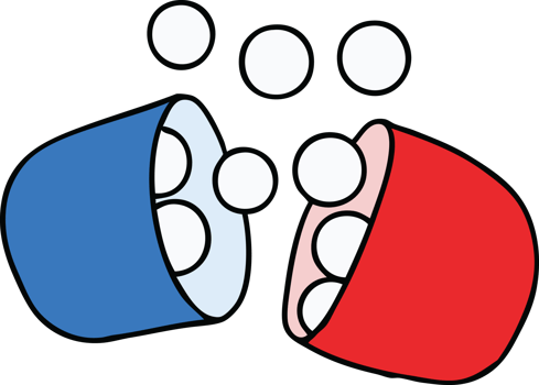 cartoon illustration of opened medicine tablet png