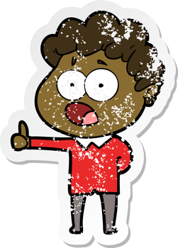 distressed sticker of a cartoon man gasping in surprise png