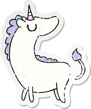 hand drawn distressed sticker cartoon of cute kawaii unicorn png