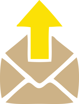 flat color retro cartoon of a envelope with arrow png