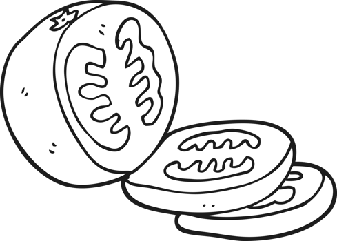 black and white cartoon sliced tomato png