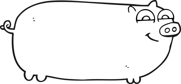 black and white cartoon pig png