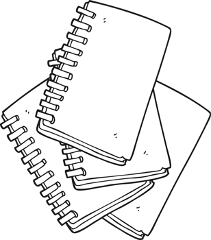 black and white cartoon note book png
