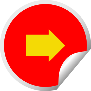 circular peeling sticker cartoon of a arrow symbol png