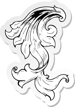 sticker of a traditional hand drawn floral swirl png