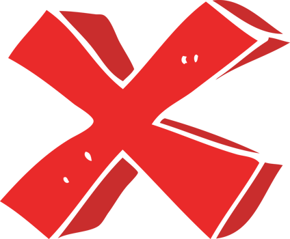 flat color illustration of a cartoon negative x symbol png