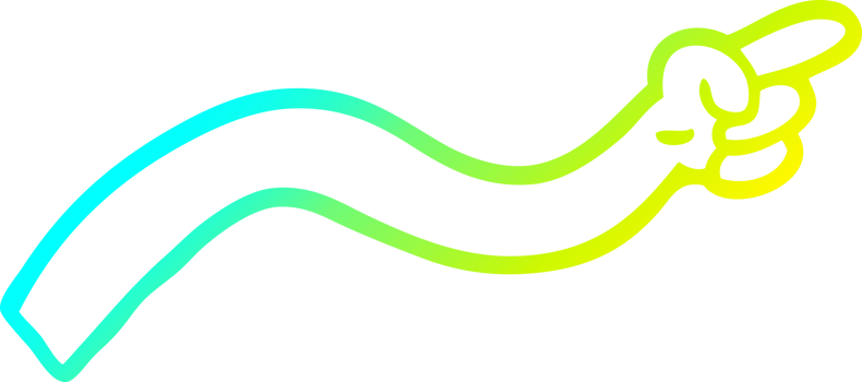 cold gradient line drawing of a cartoon pointing arm png