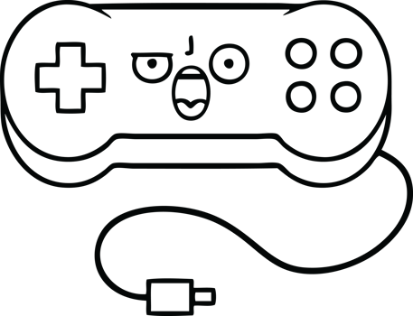 line drawing cartoon game controller png