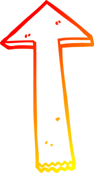 warm gradient line drawing of a cartoon pointing arrow png